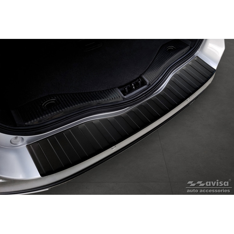 Matt Black Stainless Steel Rear bumper protector  Ford Mondeo V Wagon 2014- 'Ribs'