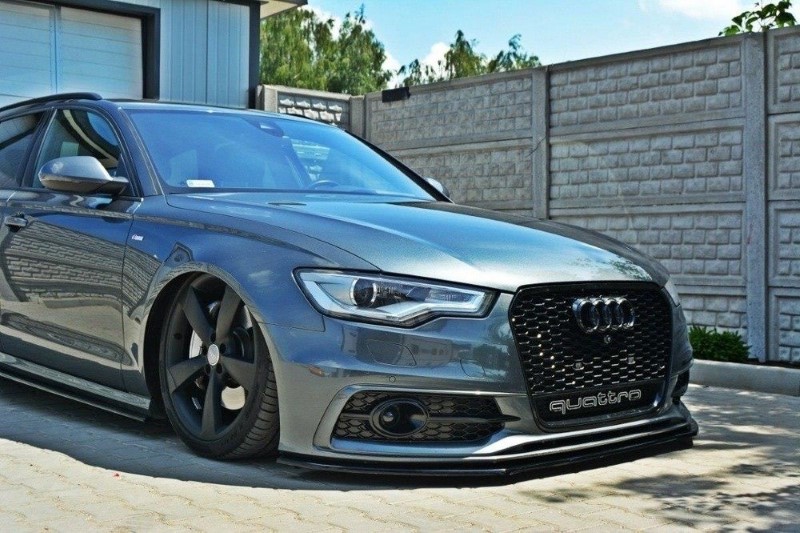Voorspoiler passend voor Audi S6 / A6 S-Line C7 V.1 Glanzend Zwart