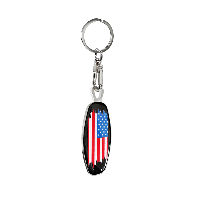 Stainless steel key chain - Emblem/ Flag USA+PL