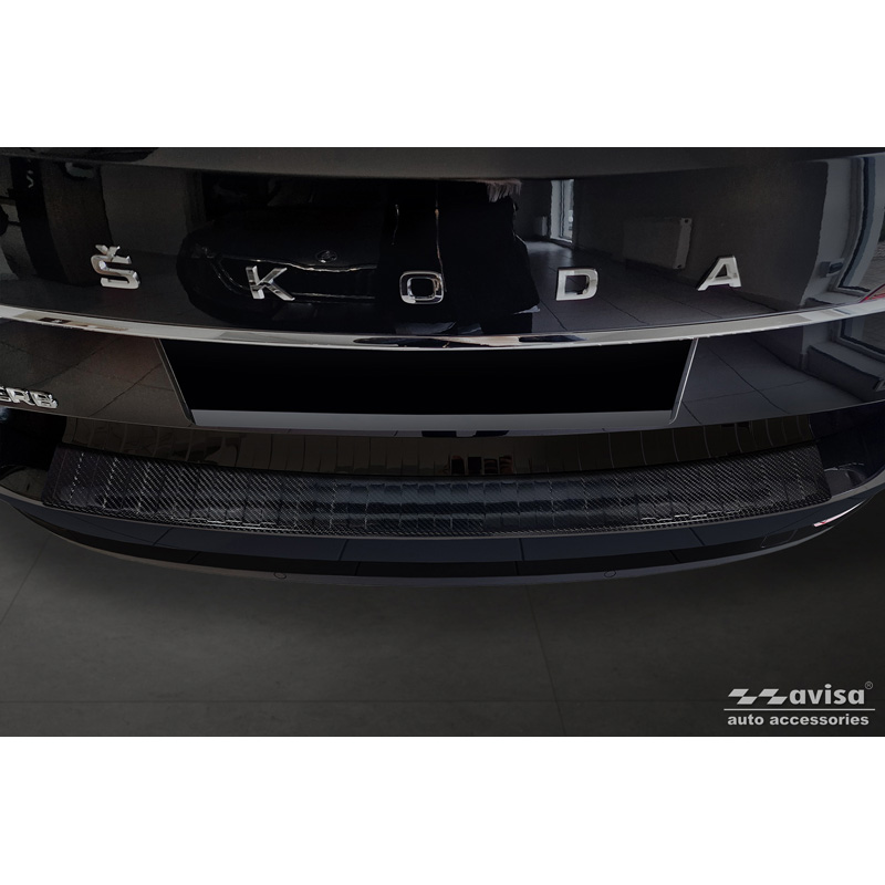 Real 3D Carbon Rear bumper protector  Skoda Superb III Combi 2015-2019 & Facelift 2019-2024 incl. Scout 'Ribs'