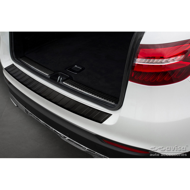 Matt Black Stainless Steel Rear bumper protector  Mercedes GLC 5-doors 2015-2019 & FL 2019- 'Ribs'