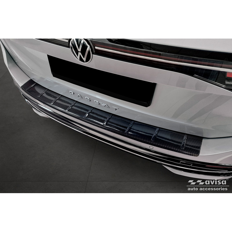 Real 3D Carbon Rear bumper protector  Volkswagen Passat (CJ5) incl. R-Line & Hybrid 2023- 'Ribs'