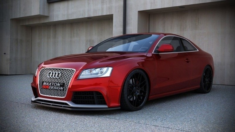 Voorspoiler passend voor Audi RS5 8T /  8T FL Glanzend Zwart