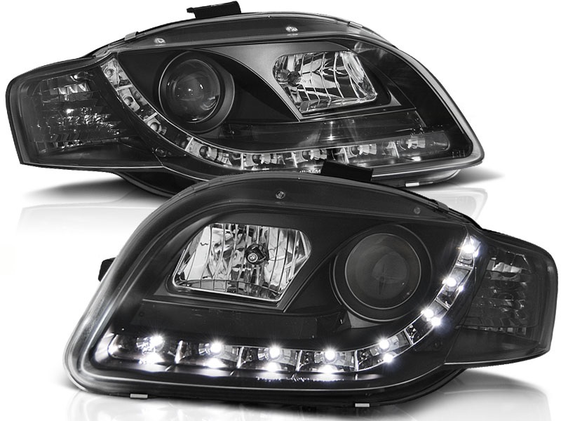 Headlights Audi A4 B7 Devil Eyes Dayline Black ELR