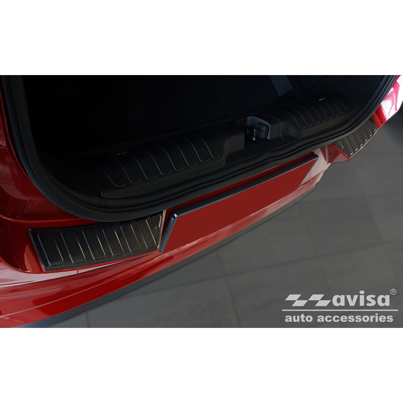 Black Stainless Steel Rear bumper protector  Ford Puma 2019- 'Ribs' (2-pieces)