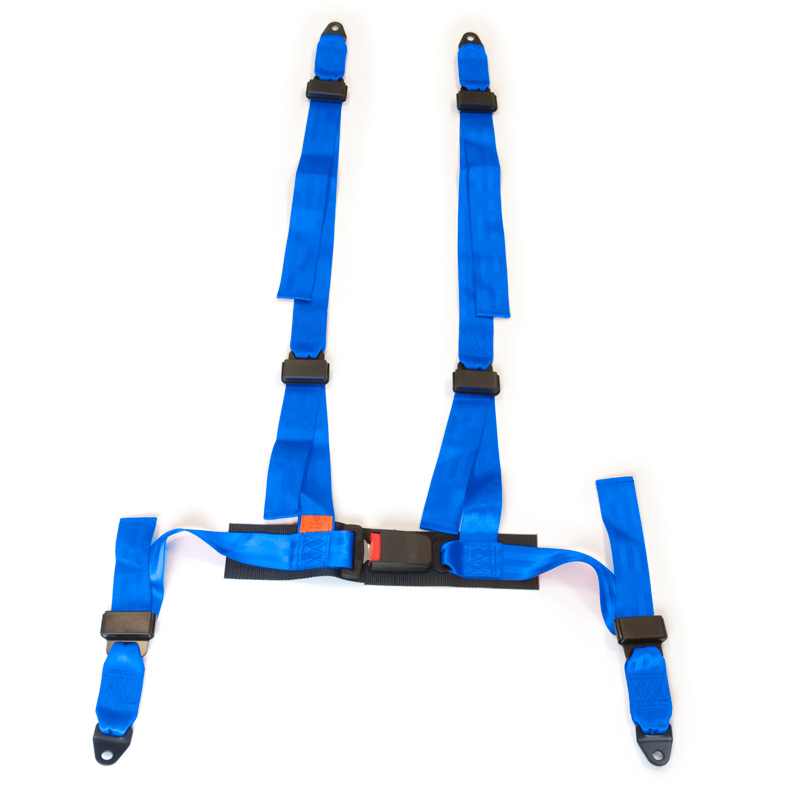 Racing Seat Belt 4-Point Blue + E-mark (2-inch)