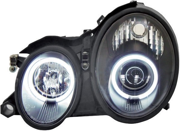 Headlights Mercedes W208 Angel Eyes CCFL clear black 98-02