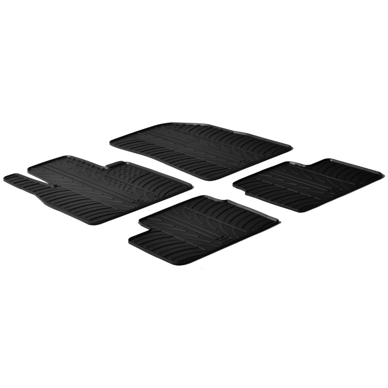 Rubber car mats set  Nissan Micra 2011-2017 (T profile 4-pieces + mounting clips)