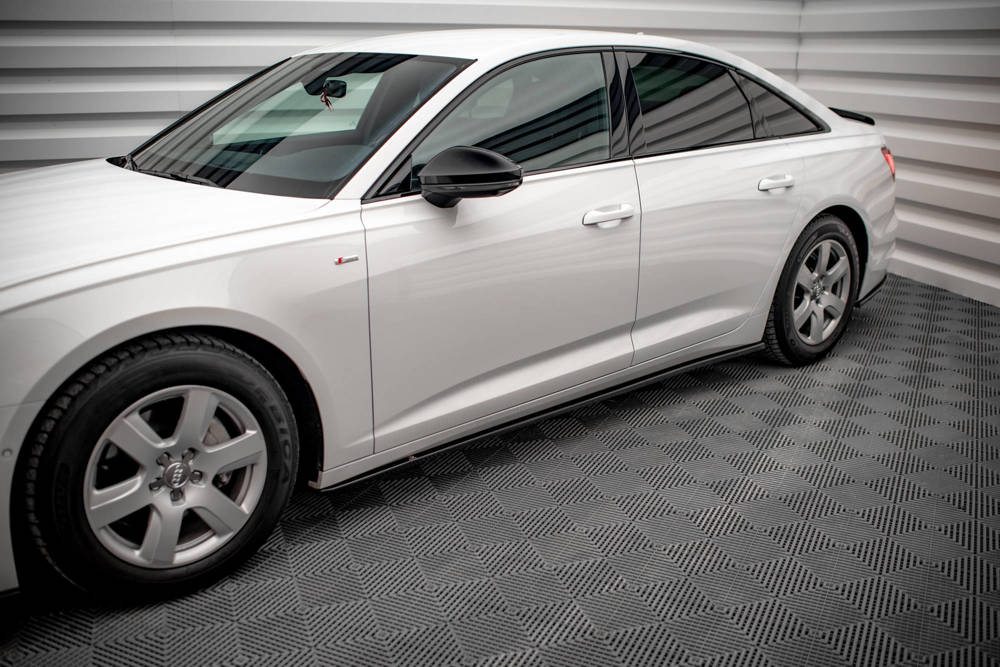 Zijskirts passend voor Audi A6 C8 Maxton Glans Zwart