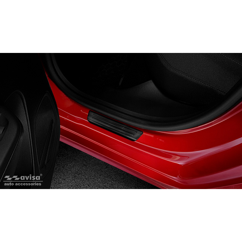 Black Inox door sill protectors  Opel Corsa F HB 5-doors 2019- 'Special Edition' - 4-pieces (excl. Equipment Ultimate)