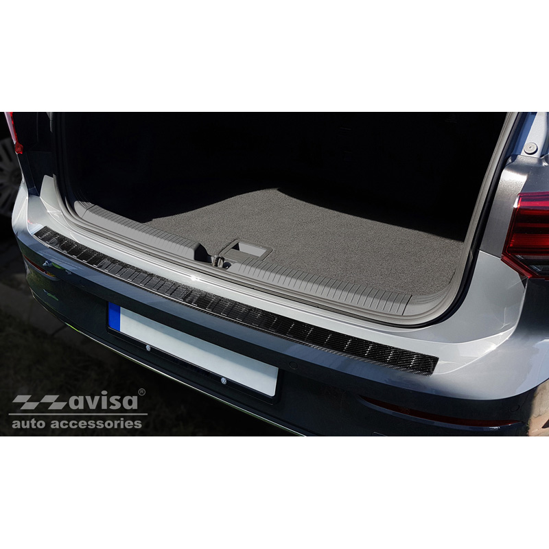 Real 3D Carbon Rear bumper protector  Volkswagen Golf VIII HB 5-doors 2020-2024 & FL 2024- 'Ribs'