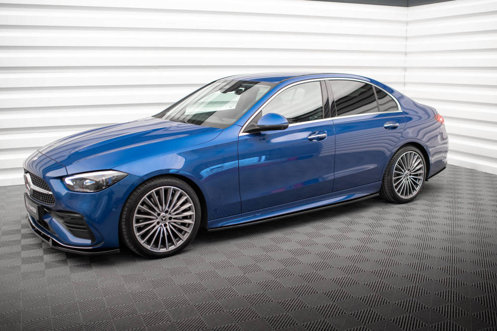 Zijskirts passend voor Mercedes C Klasse AMG Pakket / C43 AMG W206 Maxton Glans Zwart