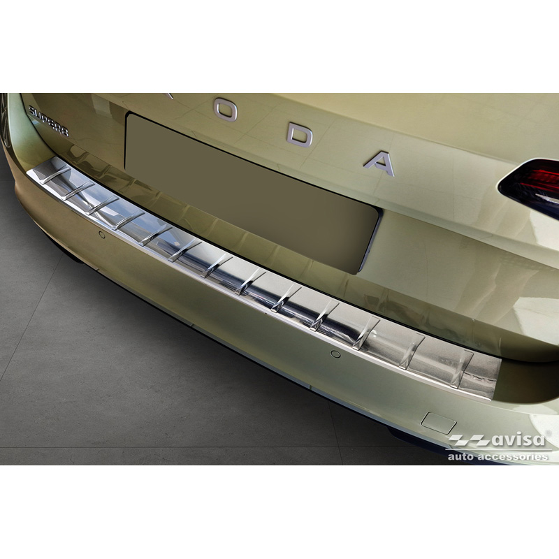 Stainless Steel Rear bumper protector  Skoda Superb IV Combi 2023- 'Ribs'