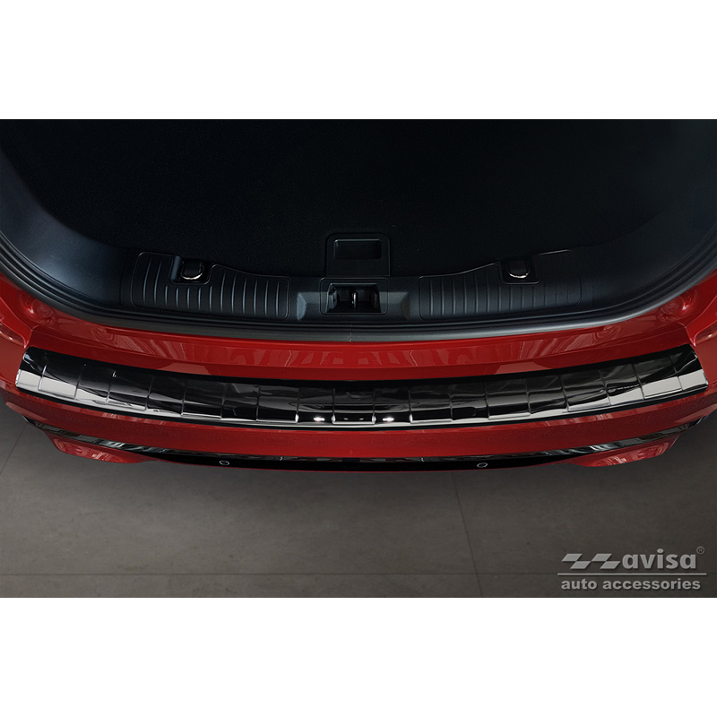 Black Mirror Stainless Steel Rear bumper protector  Ford Kuga III ST-Line/Hybrid/Vignale 2019-2024 & FL 2024-  'Ribs'
