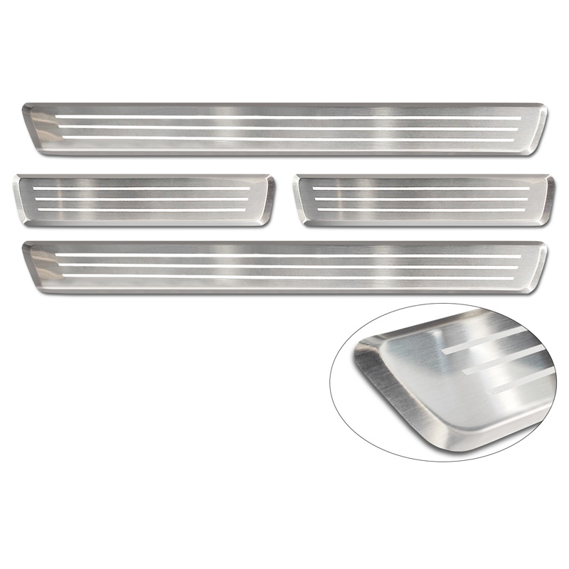 Inox door sill protectors  Volvo XC90 II 2015-2019 & all Facelift models - 'Lines' - 4-pieces
