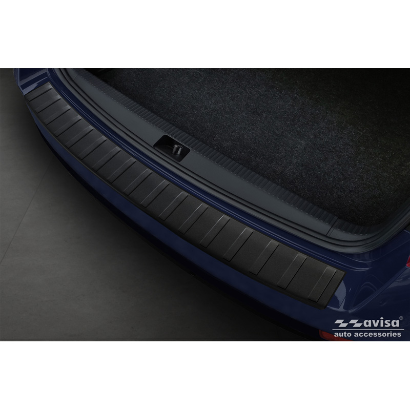 Matt Black Stainless Steel Rear bumper protector  Skoda Octavia III Combi (5E5) Facelift 2017-2020 'Ribs'