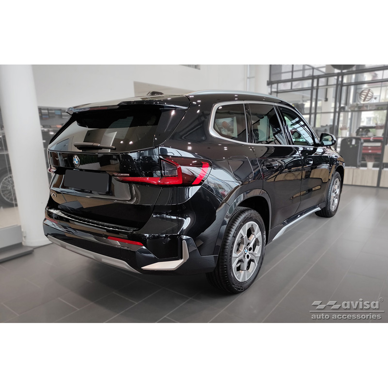 Black Mirror Stainless Steel Rear bumper protector  BMW X1 U11 / U11 xLine 2022- 'Ribs'