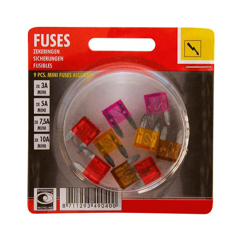 Carpoint Mini Blade Fuse Kit 9-pieces