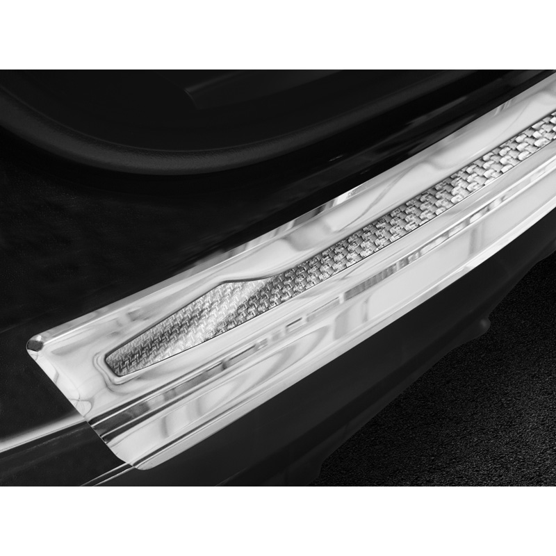 Stainless Steel Rear bumper protector 'Deluxe'  Porsche Cayenne III 2017- 'Performance' Silver Mirror/Silver Carbon