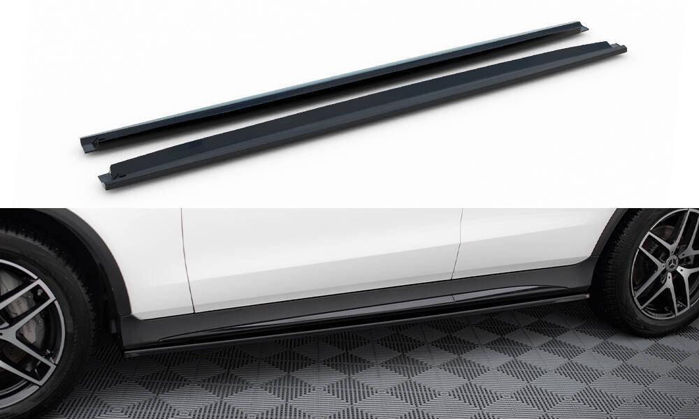 Zijskirts passend voor Mercedes GLC AMG Pakket X253 Maxton Glans Zwart