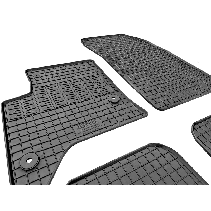Rubber car mats set  Jeep Avenger (Hybrid) 2023- & Fiat 600 (Hybrid) 2023- & Alfa Romeo Junior (Hybrid) 2024- (4-pieces + fixing system)