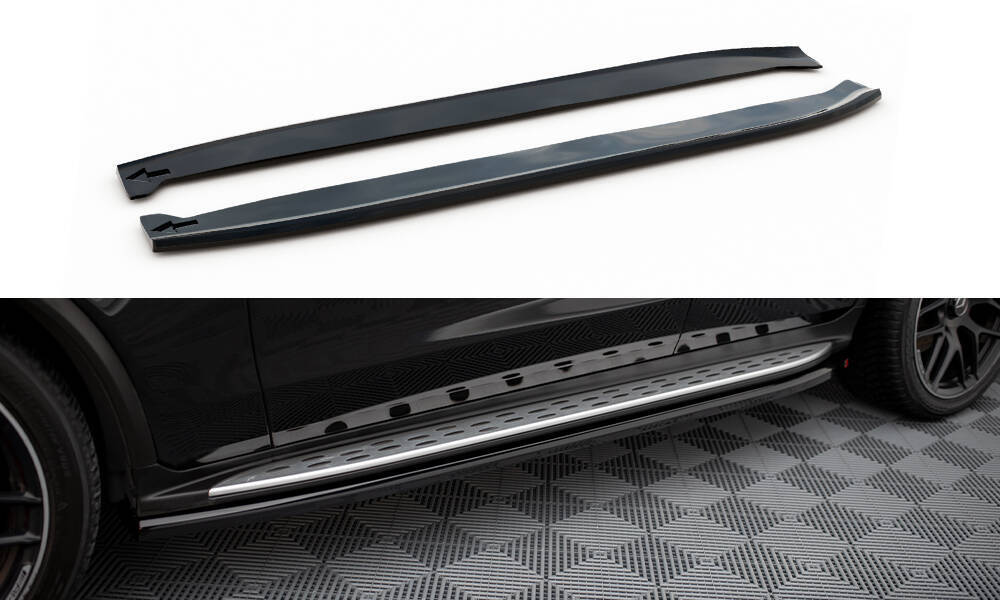 Zijskirts passend voor Mercedes AMG GLC 63 Maxton Glans Zwart
