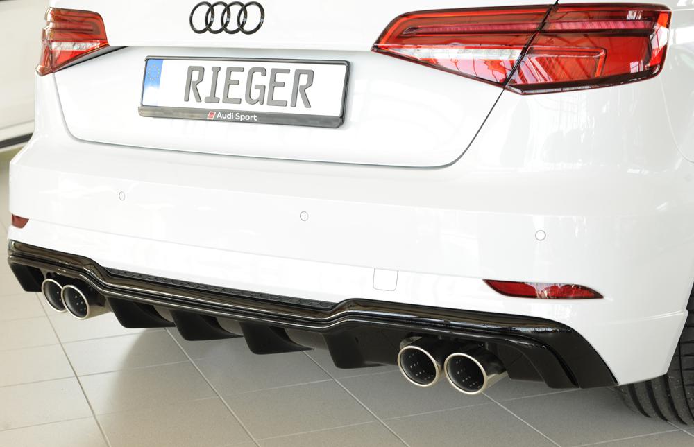 Diffuser passend voor Audi A3 8V S-Line Hatchback & Sportback 16-20 Rieger Glans Zwart