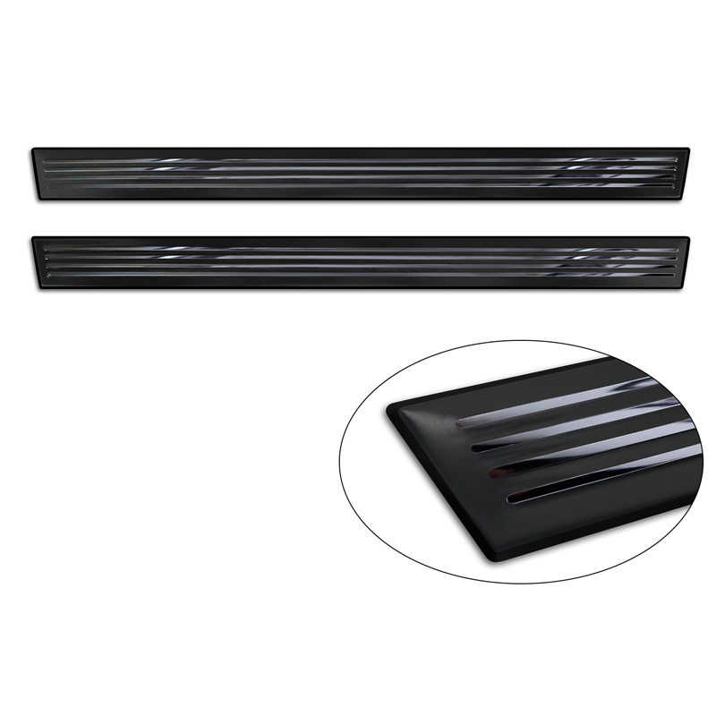 Universal Door Sill Protector Set 'Mirror Black' Aluminium/Black - 2-Pieces - 54 x 4 cm
