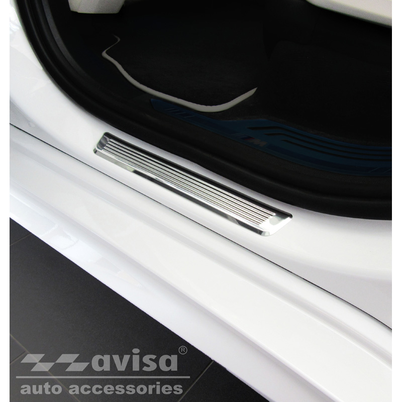 Inox door sill protectors  BMW X7 G07 2019- 'Lines' - 4-pieces