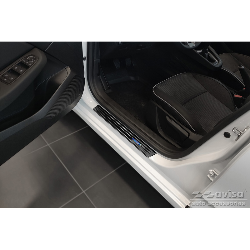 Black Inox door sill protectors  Renault Clio V 2019- Incl. Facelift 'Hybrid' - 2-pieces