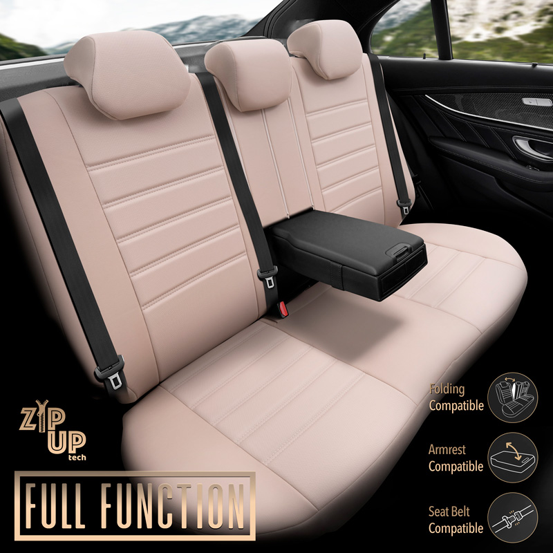 Universal Full-Leather Seat cover set 'Inspire' Crème - 11-pieces -  Side-Airbags