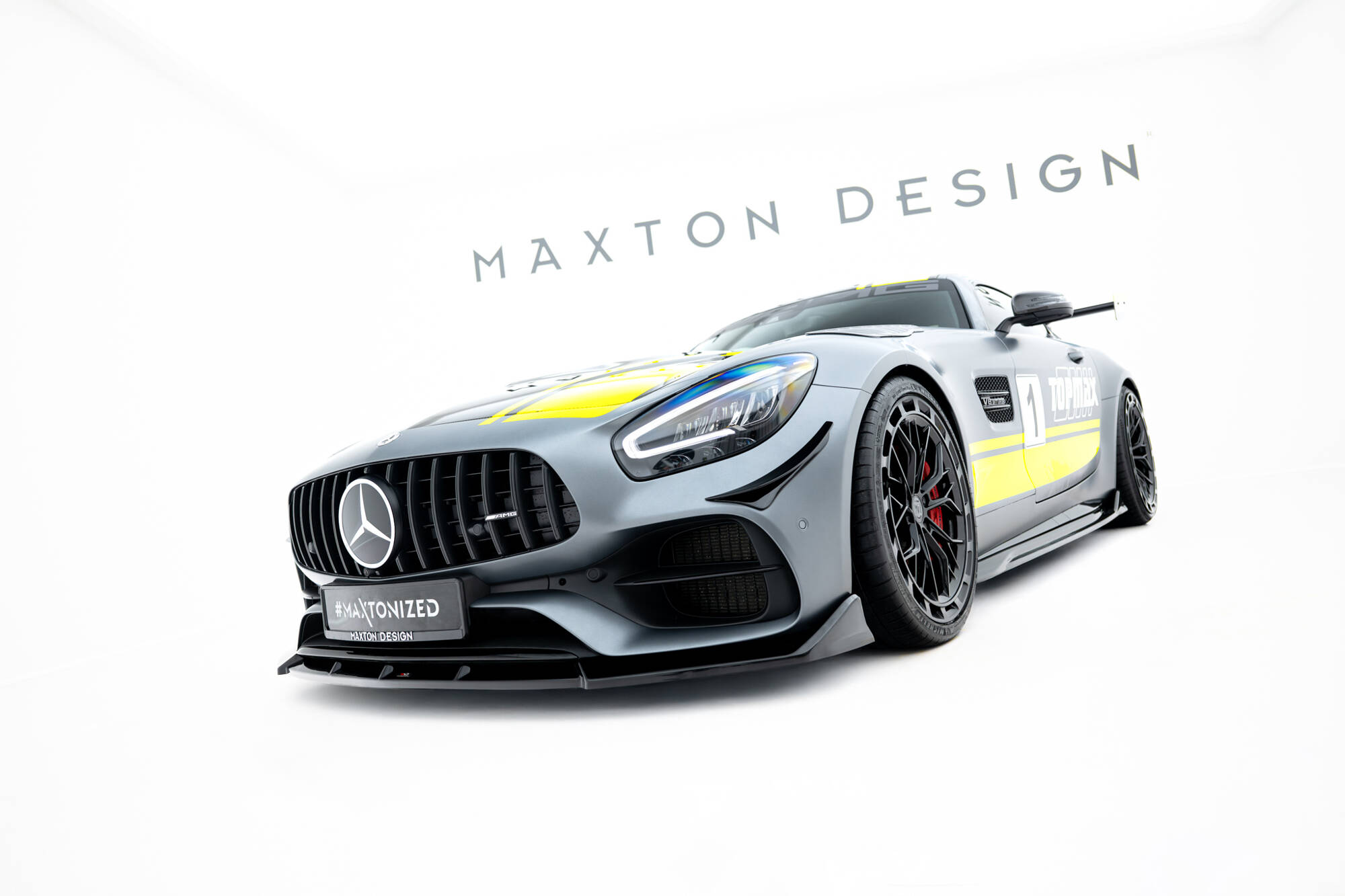 Voorspoiler passend voor Mercedes-AMG GT C C190 Facelift Maxton Glanzend zwart