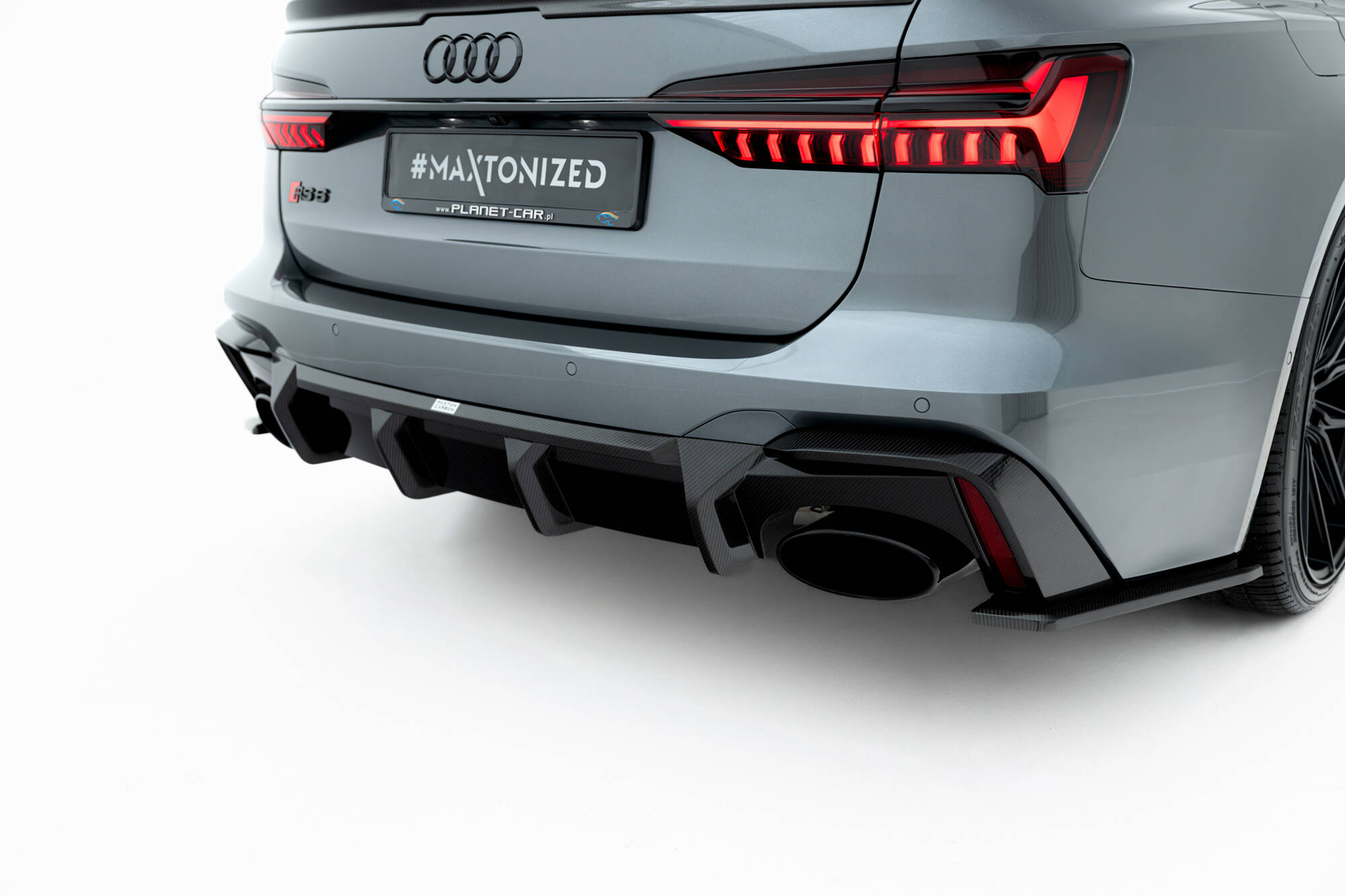 Carbon Fiber Achter Diffuser passend voor Audi RS6 C8 Maxton Glanzend zwart