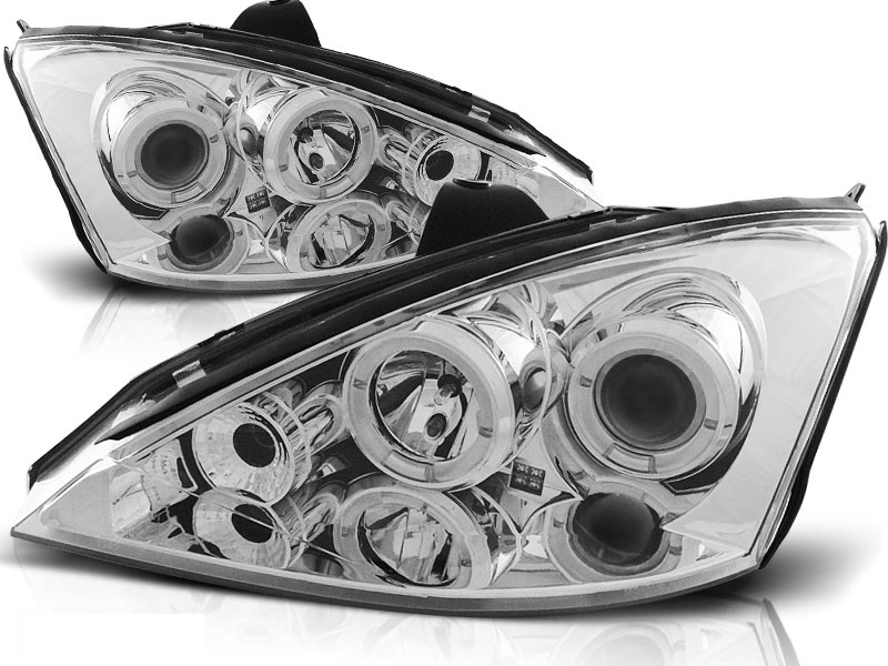 Headlights Ford Focus 01-04 Angel Eyes Chrome