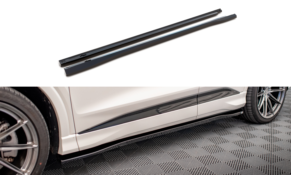 Zijskirts passend voor Audi Q4 E-Tron sportback S-line Maxton Glans Zwart