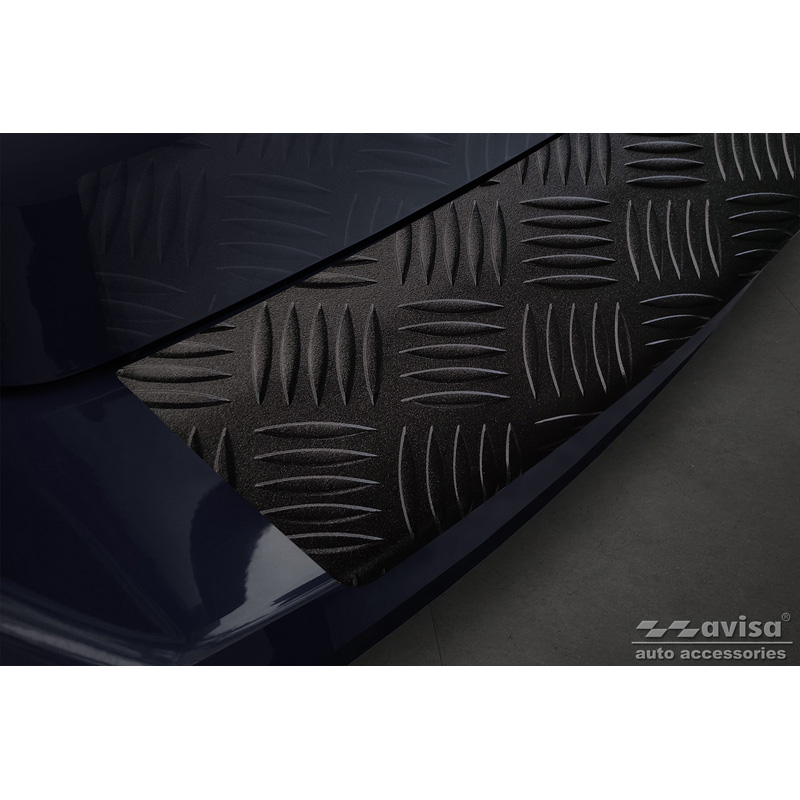 Matt Black Aluminum Rear bumper protector  Skoda Octavia III Kombi Facelift 2017-2020 'Riffled Plate'