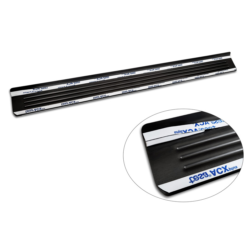 Black Stainless Steel Door sill protectors  Nissan Leaf II 2017- - 'Lines' - 4-pieces