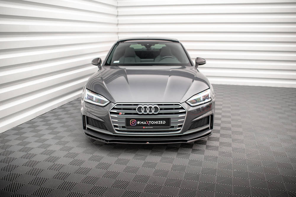 Voorspoiler passend voor Audi S5 / A5 S-Line F5 Coupe / Sportback V.2 Glanzend Zwart