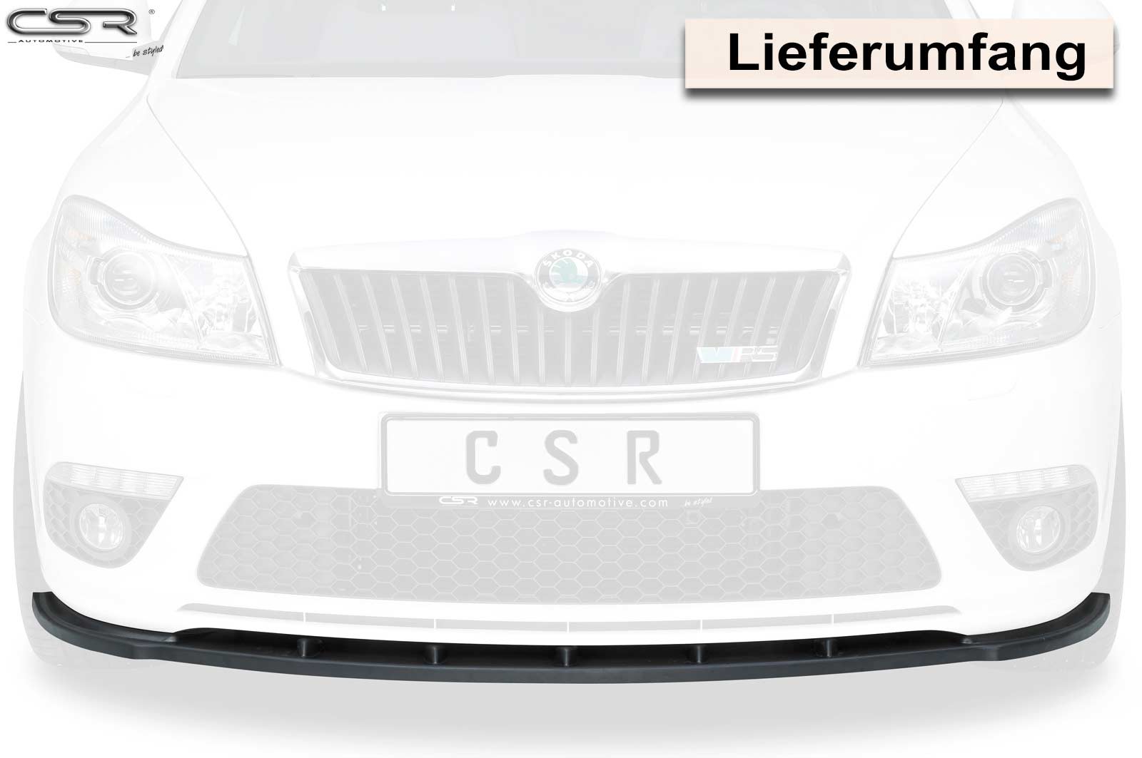 Voorspoiler passend voor Skoda Octavia II (1Z) RS Glans Zwart – 2009–2013
