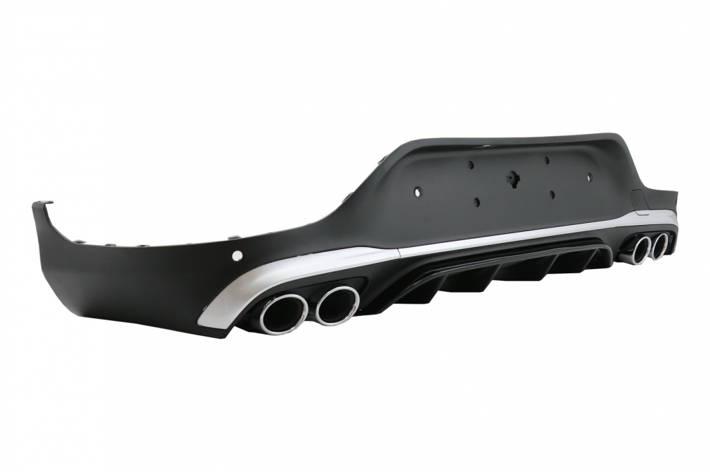 Diffuser passend voor Mercedes GLC C253 (2020-..) Coupe Facelift GLC43 incl. Uitlaat Stukken Zilver