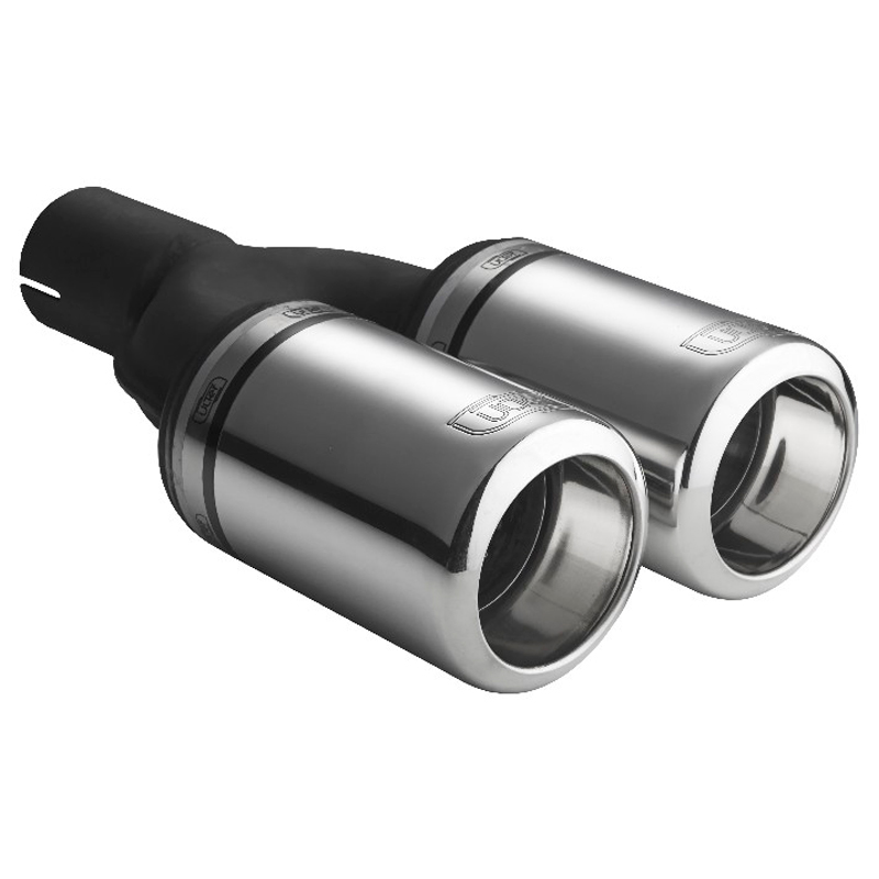 Ulter Sport Exhaust finisher - Double Round Ø80mm Big Rim - Length 200mm - Installation ->50mm - Inox