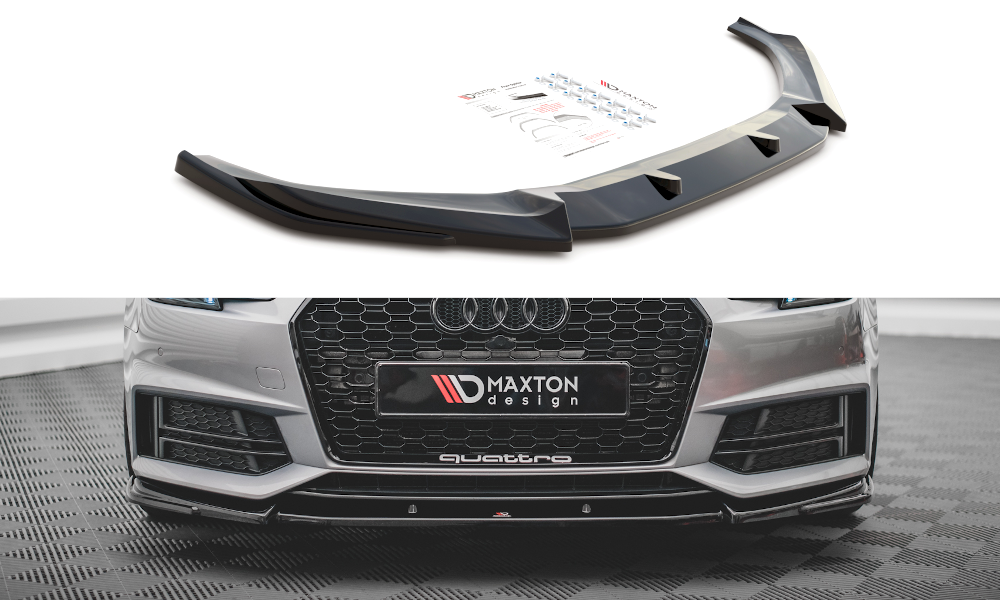 Voorspoiler passend voor Audi S4 / A4 S-Line B9 V.3 Glanzend Zwart