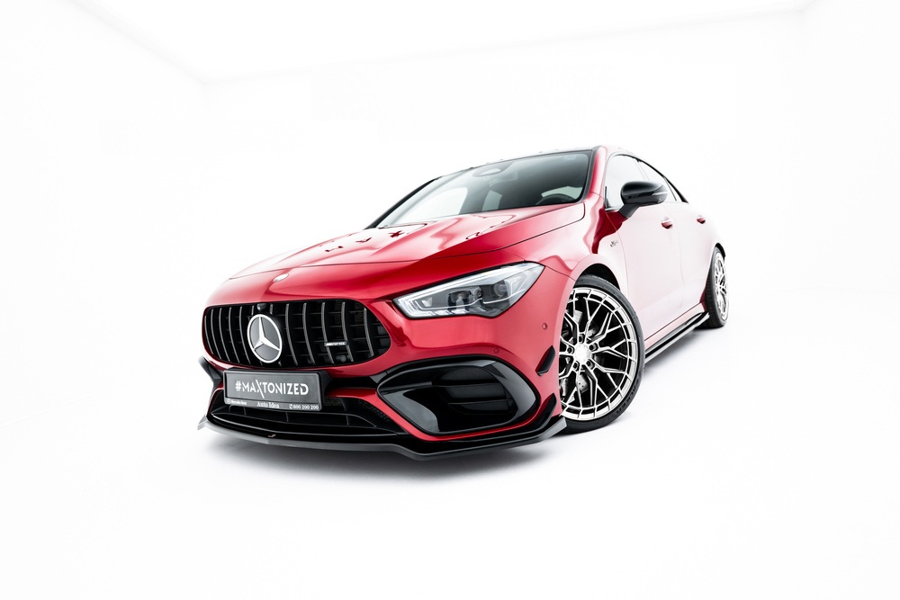 Voorspoiler passend voor Mercedes-AMG CLA 45 Aero C118 V.4 Maxton Glans Zwart