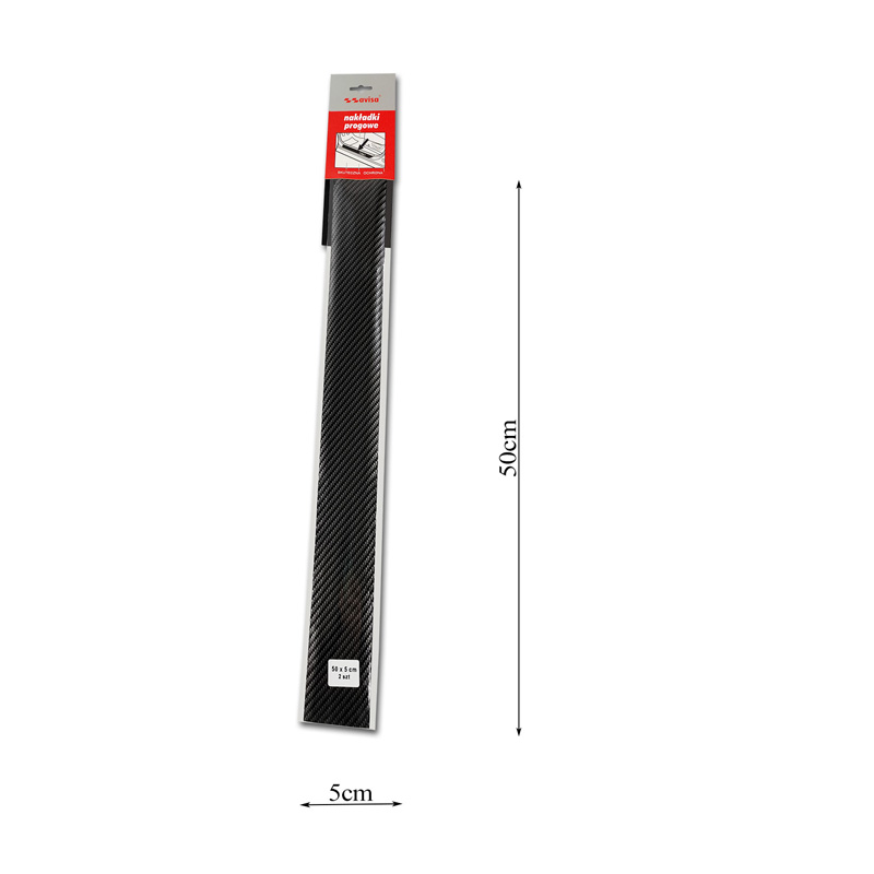 Universal door sill protector set - black carbon foil - 2-pieces - 50 x 5 cm