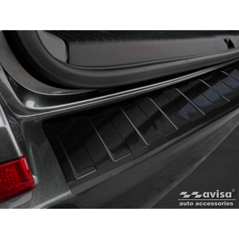 Black Stainless Steel Rear bumper protector  Volkswagen Caravelle T6 2015- & FL 2019- (with rear hatch) 'Ribs'