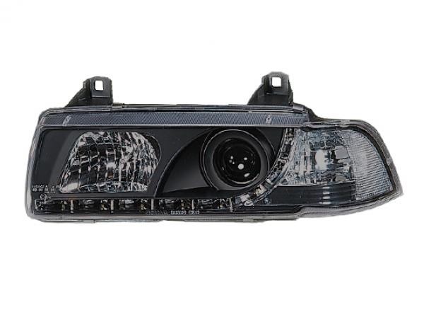 Headlights BMW E36 Sedan DRL look Devil Eyes black
