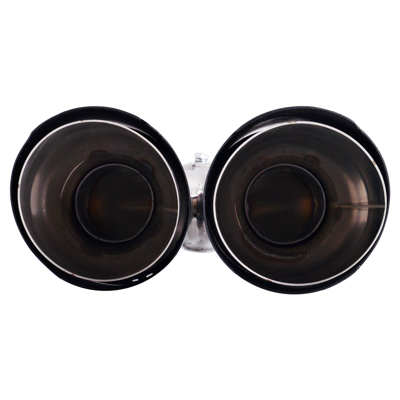 Simoni Racing Exhaust Tip Double Left Round/Slanting Inox & Carbon - Ø102xL215-230mm - Installation ->40-63mm