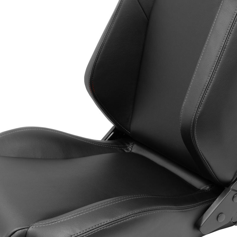 Sport seat 'VGR' - Black Synthetic leather + Silver stitching - Dual-side reclinable back-rest - incl. slides