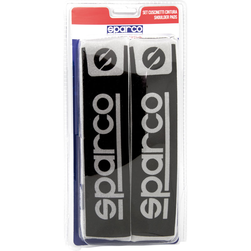 Sparco Seat Belt Pads - Black/Grey + Logo - 2 pieces