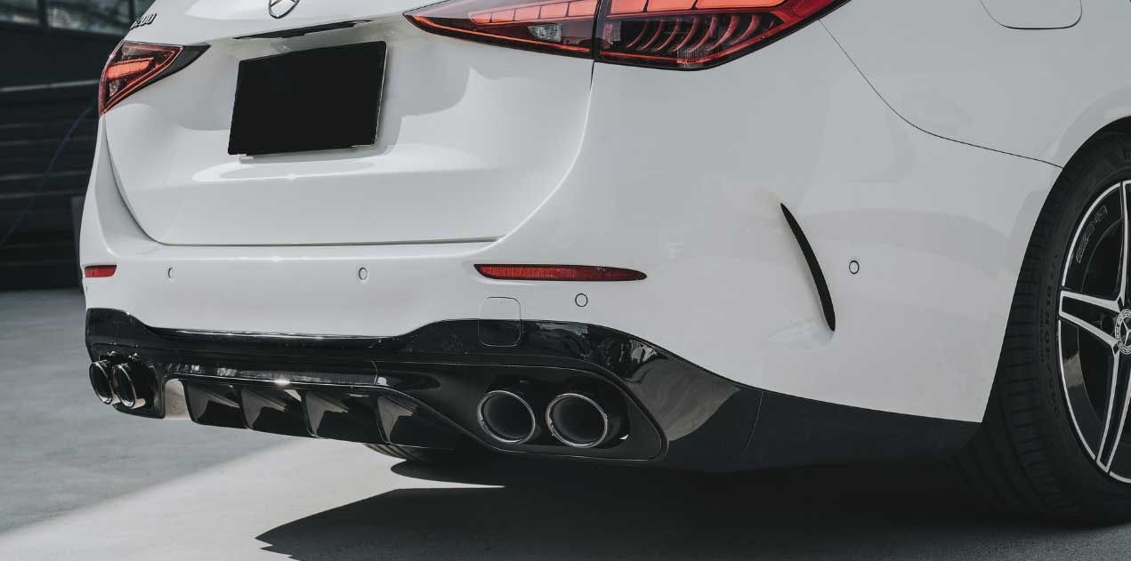 Diffuser passend voor Mercedes C Klasse W206 S206 C43 AMG Look Chroom